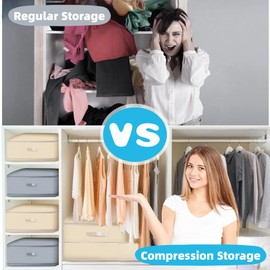 Zjyufy Pack of 3 Ultra Space-Saving Self-Compression Organiser, Space-saving Compressing Organiser Storage Bag, Space-saving, Large Storage Bag for Duvets, Clothes, Blankets