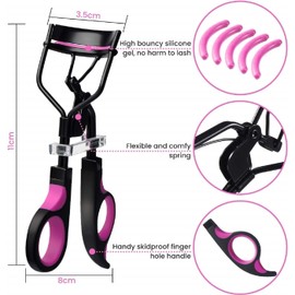 LGLAU Eyelash Curler with Extra Replacement Refill Pads,Classic Lash Curler Kit,Pro Eyelash Curler,No Pinching or Pulling Curled Eyelashes & Lash Line in Seconds,Longer Curler Eyelashes Lash Tool (Black)