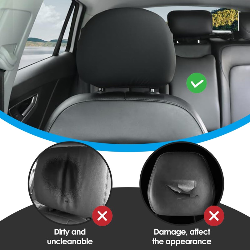 4 PCS Car Headrest Covers, Dustproof Washable Car Head Rest