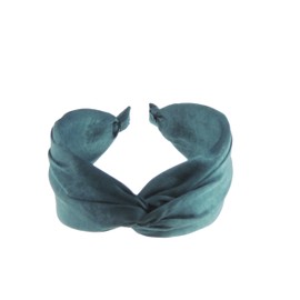 Womens Girls Knotted Top Knot Twist Twisted Turban Fabric Summer Accessory Wedding Guest Headpiece Formal Dance Party Birthday Silk Look Headband Hair Alice Band (Forest Green)