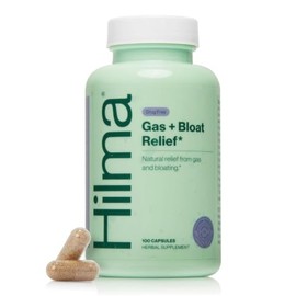 Hilma Alivio natural de gases e hinchazón con melisa, hinojo y hojas de menta. Fórmula médica con ingredientes orgánicos. 100 cápsulas veganas.