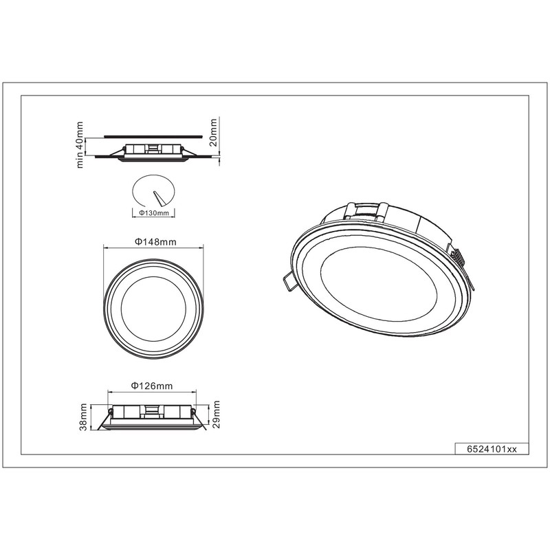 Trio Leuchten Aura 652410132 LED Recessed Light Plastic Matte Black