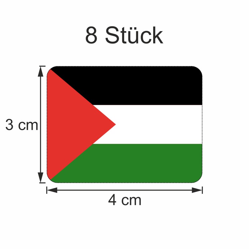 Generisch Set of 8 Palestine Flags Sticker Set, Black, White,