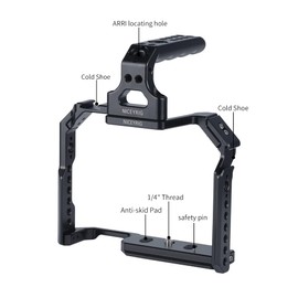 NICEYRIG 90D 80D Camera Cage for Canon EOS 90D 80D 70D with Top Handle, with NATO Rail Cold Shoe Locating Hole