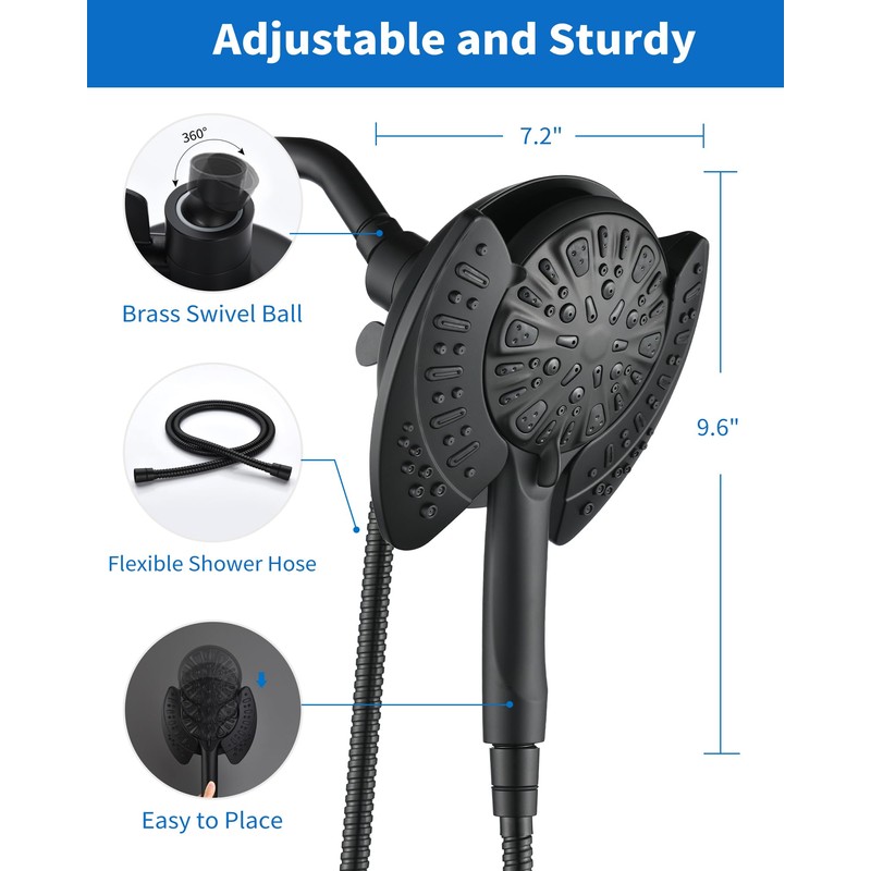 INAVAMZ 2-in-1 Shower Head with Handheld Combo: 2.5GPM Rainfall &