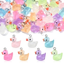 UR URLIFEHALL 35 Pcs 7 Colours Transparent Resin Duck Charms Luminous Animal Charms Pendants for Jewellery Making Art Home Decoration