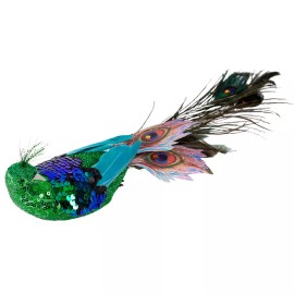 Unbranded Artificial Sequin 16" Artificial Peacock Bird with Clip