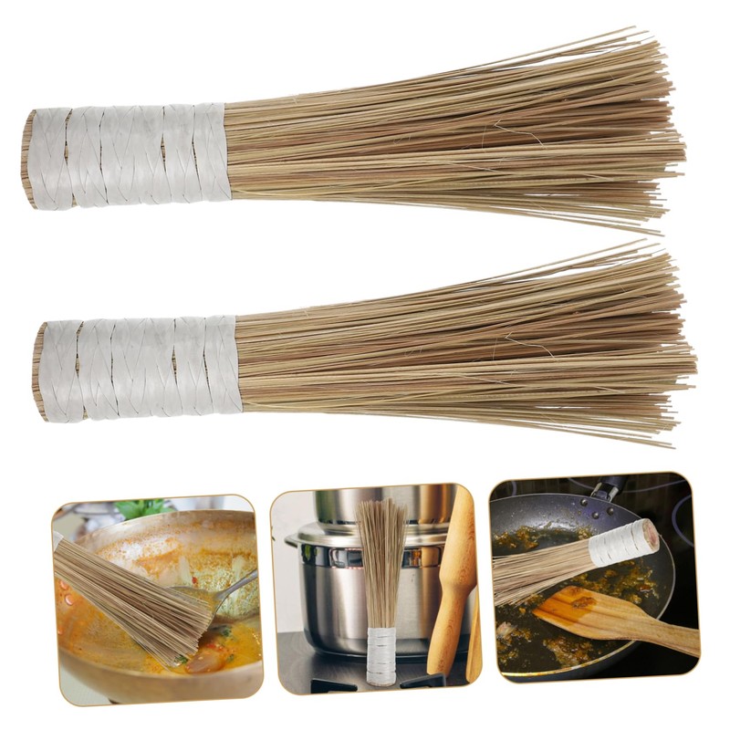 FRCOLOR 2Pcs Bamboo Kitchen Cleaning Brushes Durable Pot Scrubbers Non