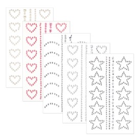 5 Sheets Self Adhesive Face Gems for Makeup with Tweezers, Pearl Stickers 3D Heart Star Moon Shape Jewels Face Rhinestone Stickers Hair Accessories for Women for Faces, Eye, Makeup, Nail, Body, Crafts