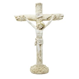 Jesus on Cross Holy Resin Figure 26cm High Religious Christian Crucifix Statue Spiritual Home Decor Altar Decoration JR23055