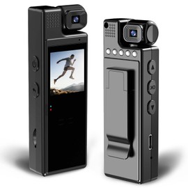 Tkiplay Body Camera with Video Recording, 1080P Portable Body Worm Cam with 180° Rotating Lens Loop Recording,Mini Video Recorder Action Sports Camera for Civilians, Police, Law Enforcement