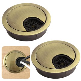 2Pcs Desk Grommet, Alloy Desk Cable Hole Round Cable Grommet 60mm Cable Hole Cover Desk Hole Cover for Home Office Desktop Table Cable Organizer (Bronze)