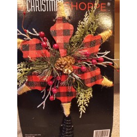 The Christmas Shoppe NEW The Christmas Shoppe Rustic Red & Black Buffalo Plaid Star Tree Topper