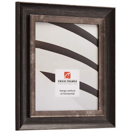 Craig Frames Ventura, 10 x 13 Inch Picture Frame Matted to Display a 7 x 10 Inch Photo, Aged Silver and Black