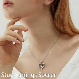 HANRESHE Silver Soccer Necklaces For Women Fashion Stainless Steel Soccer Gifts