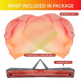 Baisdan 55" * 55" Worship Flags Angel Wing, Praise & Worship Dance Flags For Prophetic Worship, Church Christian Dance (Yellow Orange Red Flag) Flexible Rods