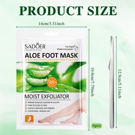 6 Paar Fußmaske, Hornhaut Socken,Feuchtigkeitsspendende Fussmaske,Fußpflege für Trockene Rissige Füße,Fusspflege Foot Peel Mask mit Pediküre Ausrüstung für Männer Frauen,Aloe Vera