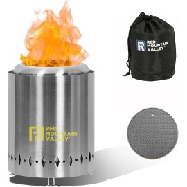 Red Mountain Valley Smokeless Tabletop Fire Pit with Mat, Portable Mini Low Smok