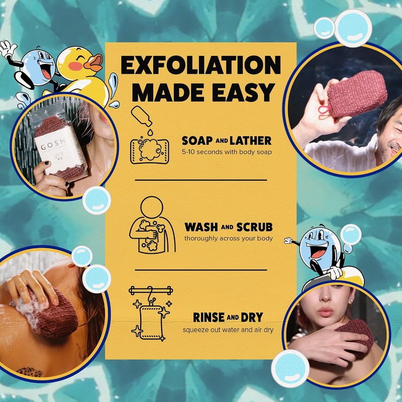 Esponja Exfoliante para Ducha GOSHI Brick Red – Secado Rápido