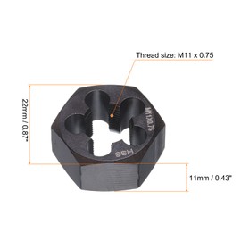sourcing map Hex Threading Die M11 x 0.75 Metric Thread Right Hand High Speed Steel Rethreading Fixed Die Screw Cutting Tapping Repair Tool