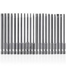 Yakamoz 21Pcs 4-Inch Long Screwdriver Bit Set Torx Phillips Slotted Hex Head Screwdriver Bits PH2 Magnetic Impact Driver Bits with 1/4" Hex Shank for Impact Drill