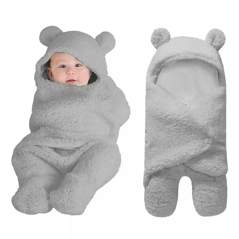 Infant Blanket Sleeping Wrap Ultra Soft Cute Bear Shape Plush