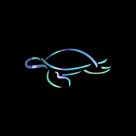 Simple Turtle Outline Vinyl Decal Notebook Car Laptop 5.5" x 2.5" (Holographic)