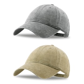 VODIORE Vintage Washed Cap Distressed Baseball Caps Unisex Adjustable Dad Hats Grey+Khaki L