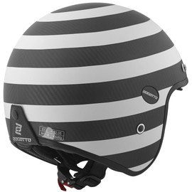 Bogotto V587 Scacchi Carbon Jet Helmet (Black/White, XS)