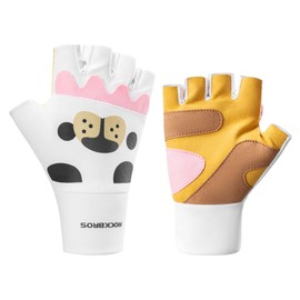 ROCKBROS Kids Cycling Gloves Half Finger Bike Gloves Non Slip Fingerless Sport Gloves Wear Resistance Climbing Gloves for Boys Girls Children