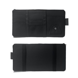 GGUFAY Car Sun Visor Organiser, Sun Visor Organiser, Leather Storage Bag, Sun Visor Bag for Cards, License Registration Pen, Glasses Document, Glasses Holder for Car