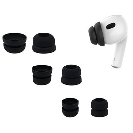 Zotech 3 Pair Replacement Silicone Double Flange Earbuds Tips for Airpods Pro 1st & 2nd Generation Black (S/M/L)