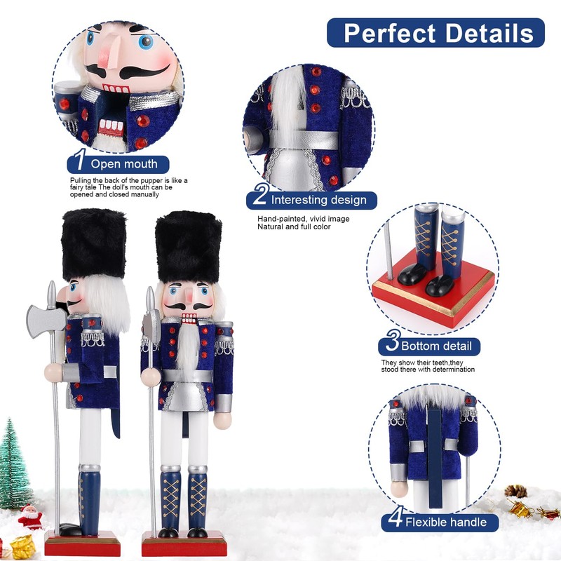 COMBIUBIU 30CM Wooden Nutcracker Christmas Decorations,Wooden Nutcracker Figures,Festive Collectible Nutcracker