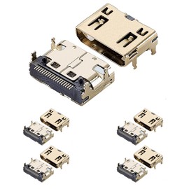 Teansic 10Pcs Mini HDMI Female Gold Plated 19 Pin Repair Plug Soldering Wire Connectors