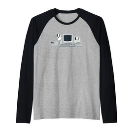 Vintage Tech Icons Retro IT Hardware and Gadgets Raglan Baseball Tee