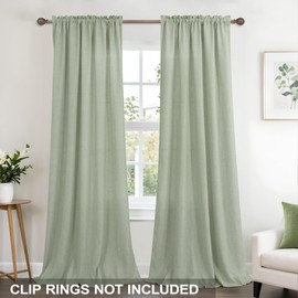 KOUFALL Sage Green Curtains 84 Inches Long for Living Room 2 Panels Set,Boho Cottage Linen Semi Sheer Curtains 84 Inch Length for Summer Bedroom Cottagecore Decor,Light Green