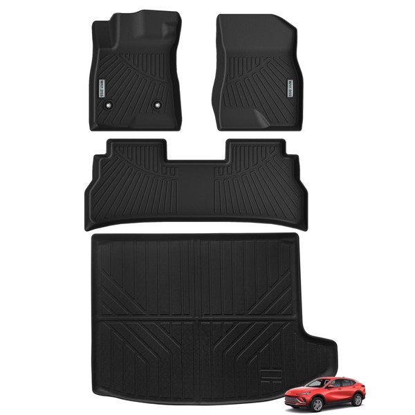 WAYIDSS Floor Mats&Trunk Mat for 2024 Buick Envista, 2 Rows Full Set with Cargo Liner,TPE All Weather Protection Car Floor Liners Accessory Custom Fit for 2024 Buick Envista-Black
