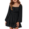 Batermoon Girls Long Sleeve Tie Back Dress Kids Fall Square