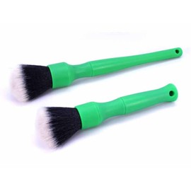 Detail Factory Ultra Soft Detailing Brush, Long, 9.4 inches (24 cm) + Short 6.5 inches (16.5 cm), Comfortable Grip, Scratch Resistant, Exterior Interior Panel, Emblem, Badge, Gauge Cluster, Green