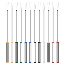 STOBAZA Cooking Utensils Set 12pcs 24cm Stainless Steel Forks Fondue Forks for Cheese Fondue Heat Handles Serving Utensils for Party Random Color