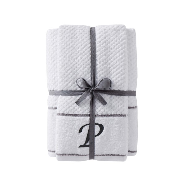 SKL Home by Saturday Knight Ltd. Monogram "P" Bath and Hand Towel Set, White, 4-pack