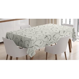Ambesonne Gris Mantele, Remolino del Estampado de Flores y Rizos, Resistente al Agua Lavable Colores No Destiñen Personalizado, 52" X 70", Gris