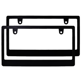 License Plate Frame, Plain, Matte, Black, DIY Original Product, For Pasting Stickers and Emblems (Set of 2)