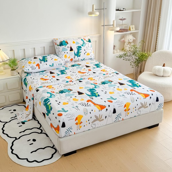 MWMWMW Dinosaur Kids Twin Sheets Set, 3 Pieces Twin Bed