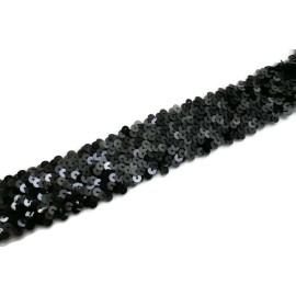 Simplicity 1.75" wide Stretch Sequins Black Gray Sequined Stretchy Trim BTY M217.22