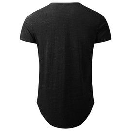 Mens Longline Gym Muscle Bodybuilding Tshirts Hipster Reflective Line Scallop Crewneck Tees Shirts Tops