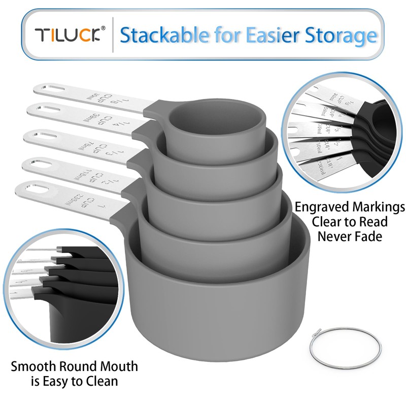 TILUCK Measuring Cups & Spoons Set, Stackable Cups and Spoons,