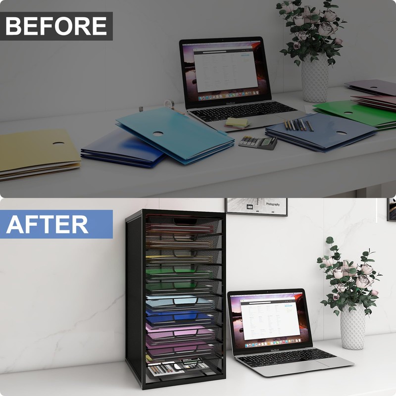 Natwind Mesh file organizer 10 drawers, Office Supplies Desktop Organizers