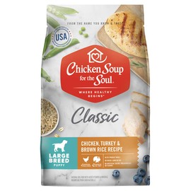Chicken Soup for the Soul Pet Food - Large Breed Puppy - Chicken, Turkey & Brown Rice Recipe Dry Dog Food- Soy, Corn & Wheat Free, No Artificial Flavors or Preservatives