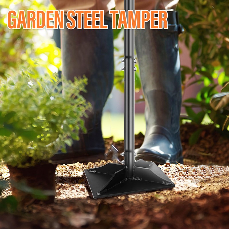 Garden Steel Tamper with 45 Inch Handle, Hand Ground Tamper